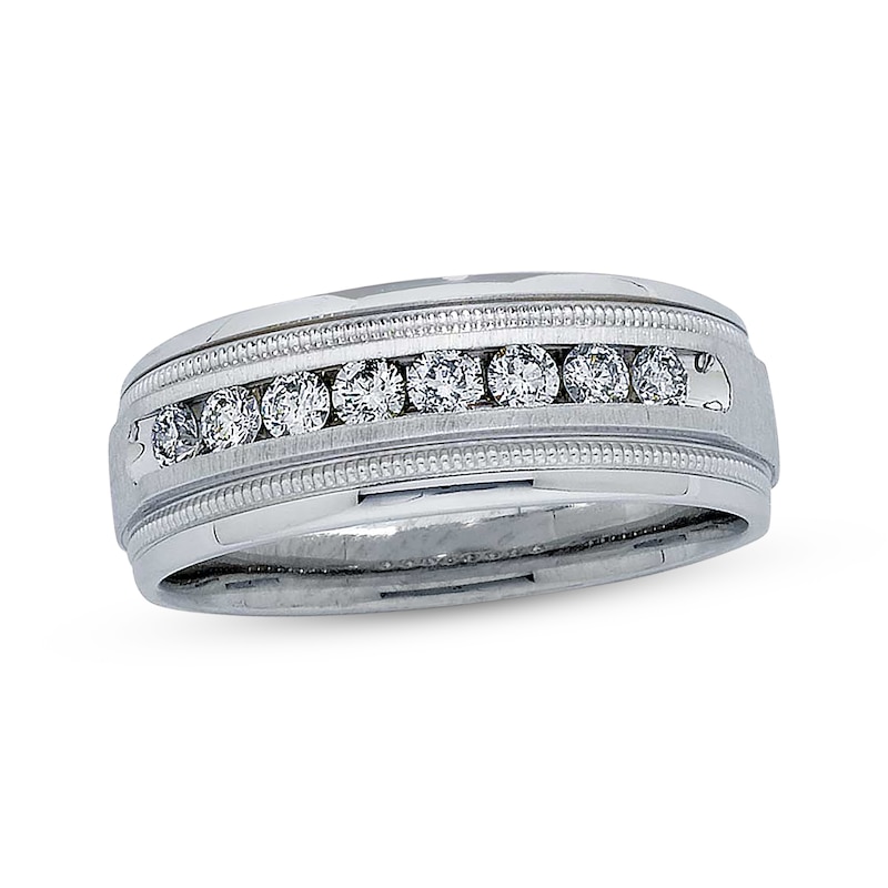 Main Image 1 of Previously Owned Men's Diamond Wedding Band 1/2 ct tw Round-cut 14K White Gold Size 10.25