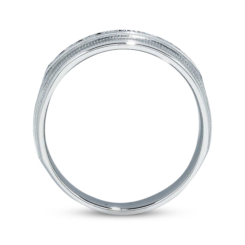 Main Image 2 of Previously Owned Men's Diamond Wedding Band 1/2 ct tw Round-cut 14K White Gold Size 10.25