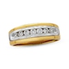 Thumbnail Image 1 of Previously Owned Men's Diamond Wedding Band 1/2 ct tw Round-cut 14K Two-Tone Gold - Size 10.25