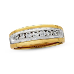 Previously Owned Men's Diamond Wedding Band 1/2 ct tw Round-cut 14K Two-Tone Gold Size 10.25