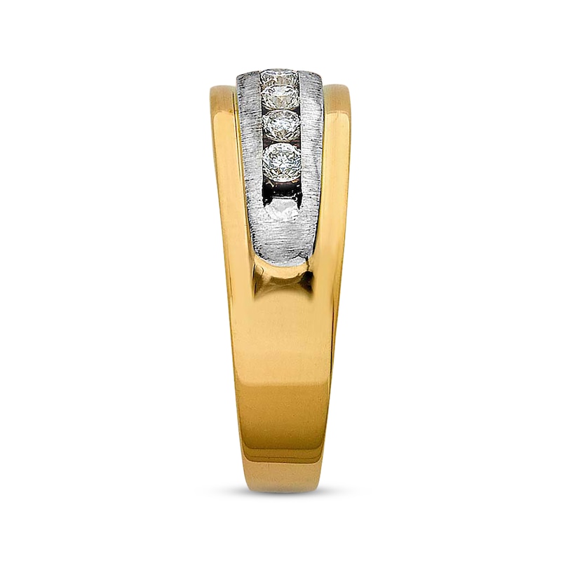 Main Image 3 of Previously Owned Men's Diamond Wedding Band 1/2 ct tw Round-cut 14K Two-Tone Gold - Size 10.25