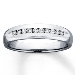 Previously Owned Men's Diamond Wedding Band 1/4 ct tw Round-ct 14K White Gold