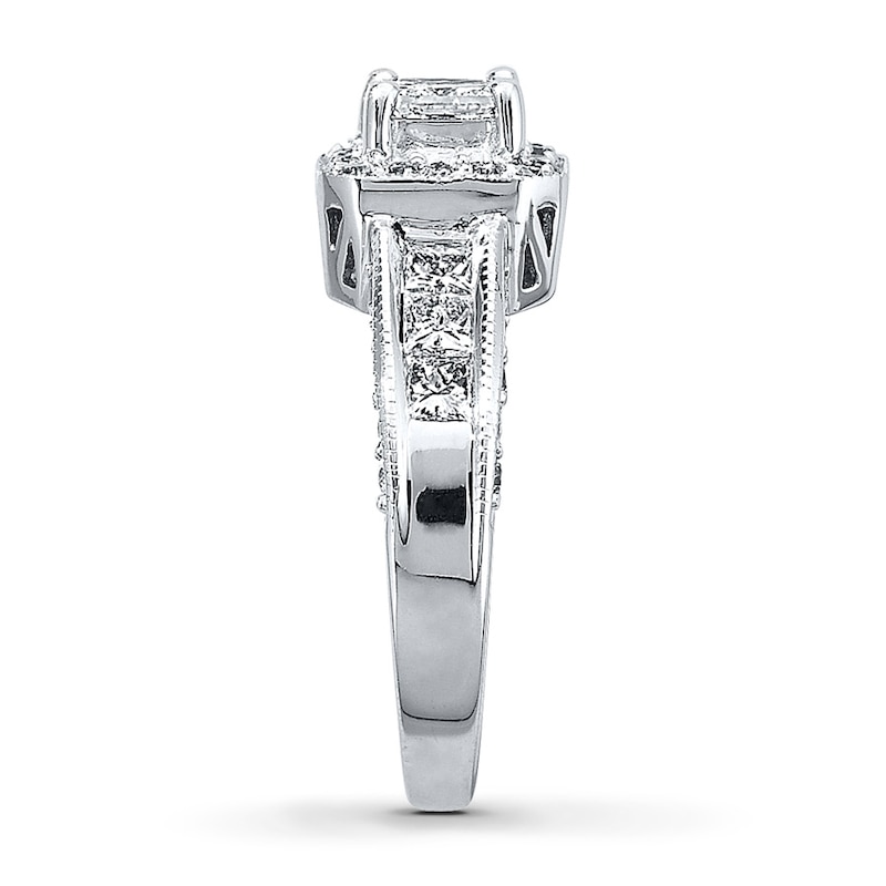 Main Image 3 of Previously Owned Diamond Engagement Ring 1-1/2 ct tw Princess-cut 14K White Gold