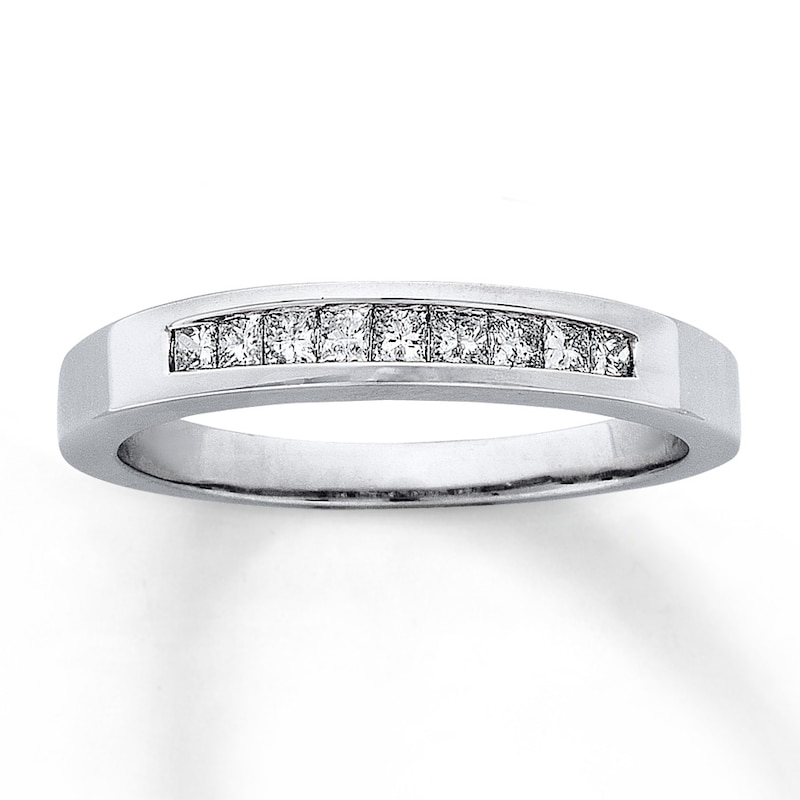 Main Image 1 of Previously Owned Band 1/4 ct tw Princess-cut Diamonds 14K White Gold