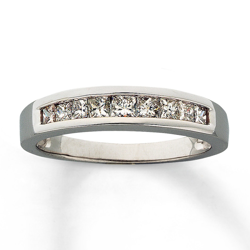 Main Image 1 of Previously Owned Diamond Wedding Band 1/2 ct tw Princess-cut 14K White Gold