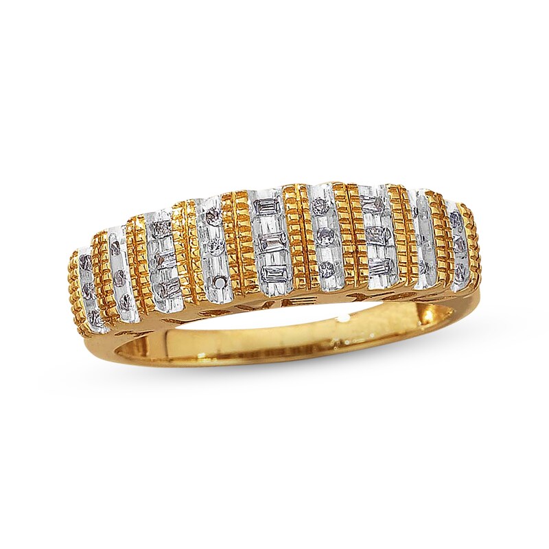 Main Image 1 of Previously Owned Diamond &quot;I Love You&quot; Cutout Anniversary Band 1/10 ct tw Baguette & Round-cut 10K Yellow Gold