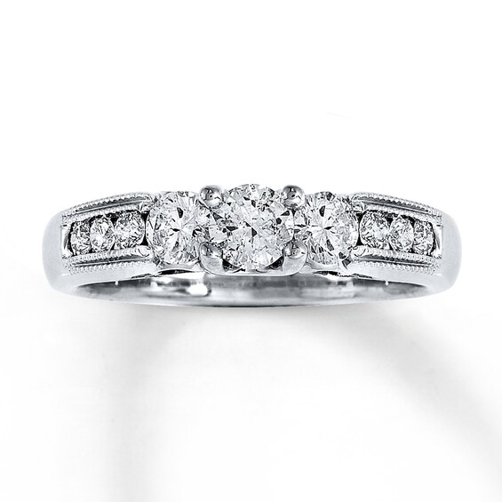 Previously Owned Three-Stone Ring 3/4 ct tw Diamonds 14K White Gold