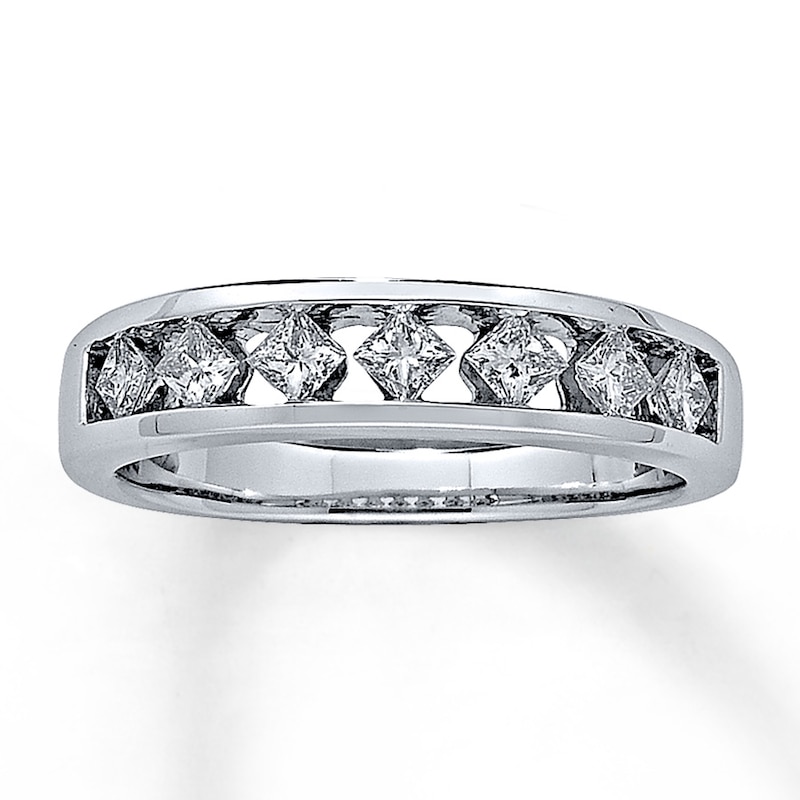 Main Image 1 of Previously Owned Diamond Anniversary Band 1/2 ct tw Princess-cut 14K White Gold