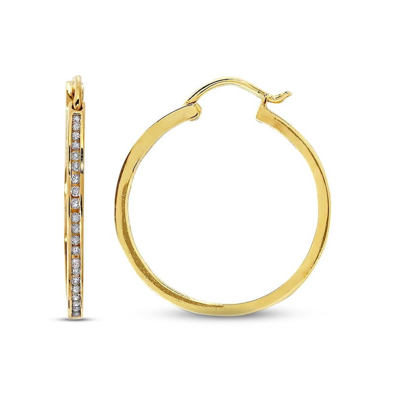 Previously Owned Channel Hoop Earrings 1/2 ct tw Diamonds 14K Yellow Gold