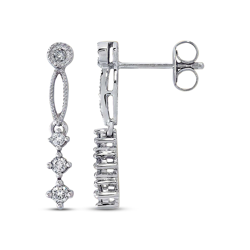 Main Image 1 of Previously Owned Diamond Dangle Earrings 1/5 cttw 10K White Gold