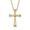 Thumbnail Image 1 of Previously Owned Cross Necklace 1/10 ct tw Diamonds 10K Yellow Gold 18"