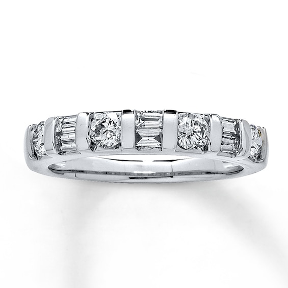 Previously Owned Diamond Anniversary Band 3/4 cttw Round & Baguette 14K White Gold
