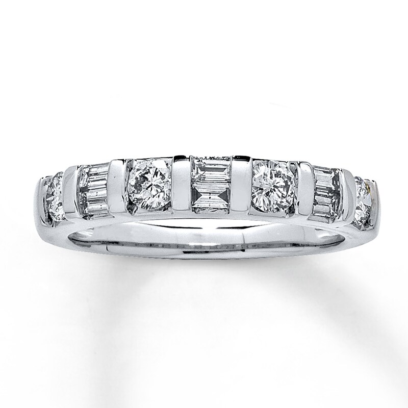 Main Image 1 of Previously Owned Diamond Anniversary Band 3/4 cttw Round & Baguette 14K White Gold