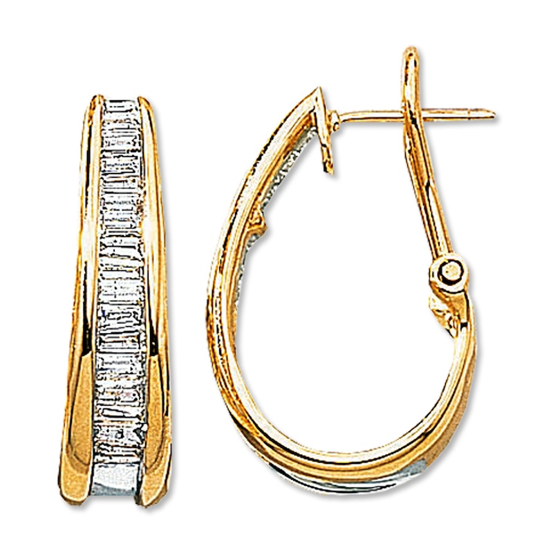 Main Image 1 of Previously Owned Diamond Hoop Earrings 1 ct tw 14K Yellow Gold