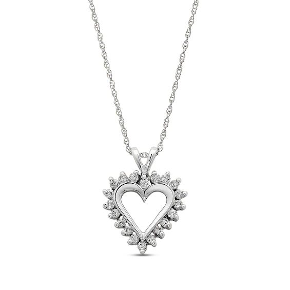 Previously Owned Heart Necklace 1/4 cttw Diamonds 14K White Gold 18"