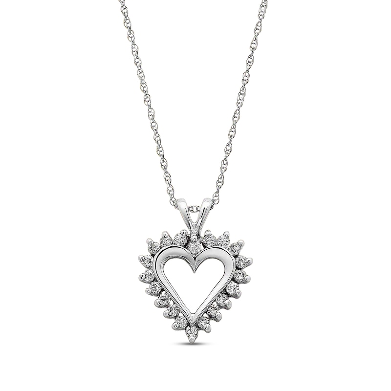 Main Image 1 of Previously Owned Heart Necklace 1/4 cttw Diamonds 14K White Gold 18&quot;