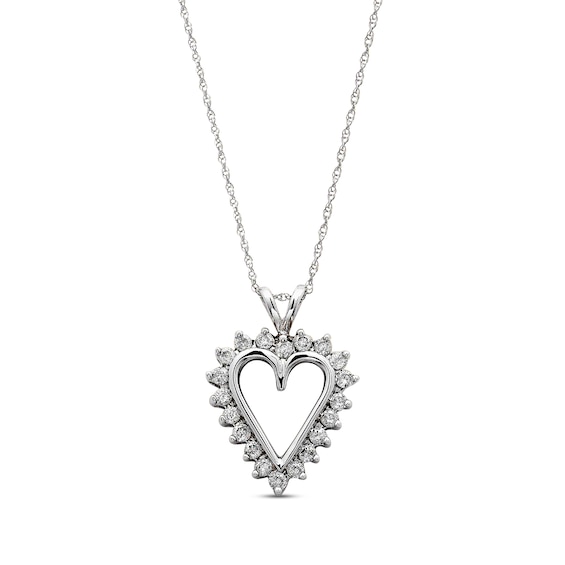 Previously Owned Diamond Heart Pendant 1/2 cttw 10K White Gold 18"