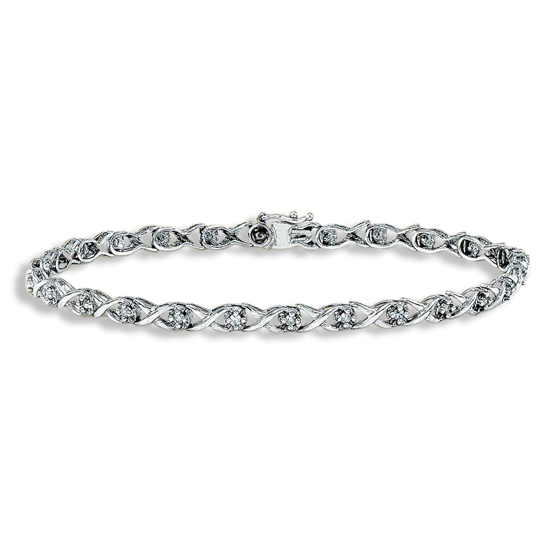 Main Image 1 of Previously Owned Diamond Fashion Bracelet 1/4 ct tw 10K White Gold 8"