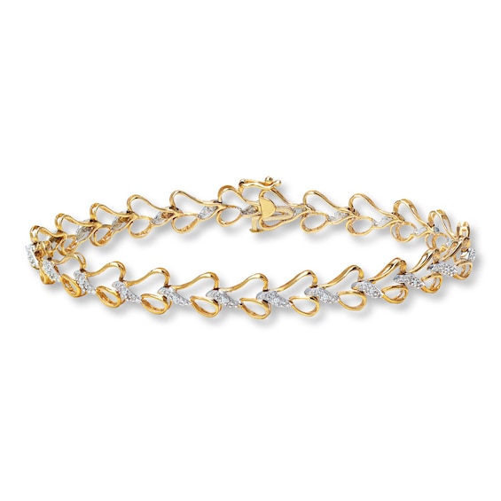 Previously Owned Heart Bracelet Diamond Accents 10K Yellow Gold
