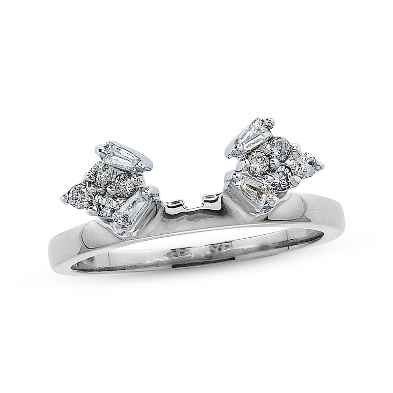 Previously Owned Diamond Enhancer Ring 1/4 ct tw Round & Baguette-cut 14K White Gold