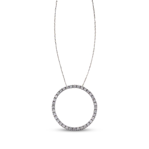 Previously Owned Diamond Circle Necklace 1/2 ct tw Round-cut 10K White Gold 18"