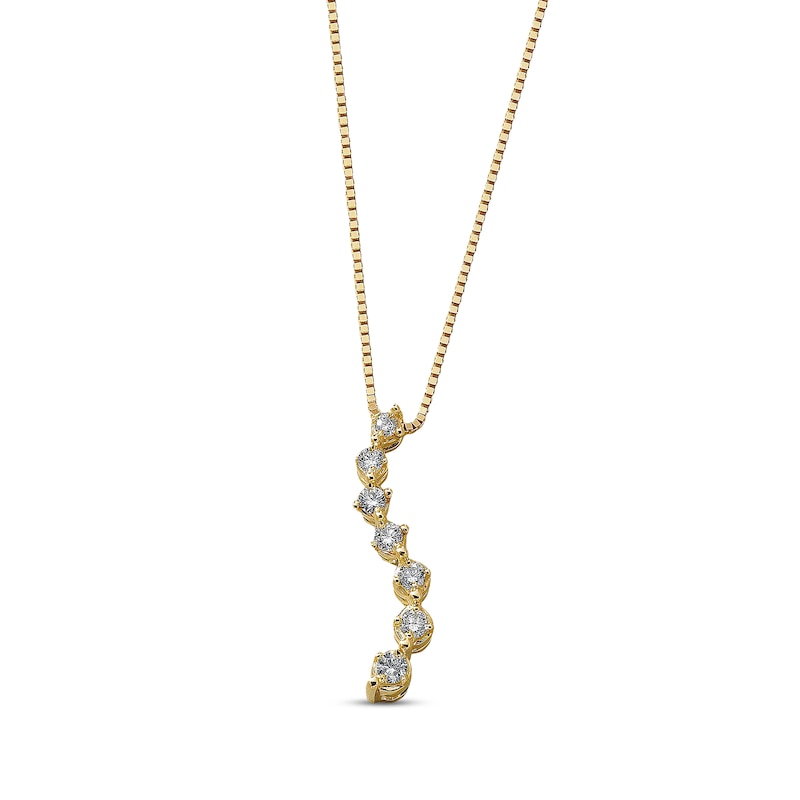 Main Image 1 of Previously Owned Diamond Journey Necklace 1/10 cttw 10K Yellow Gold 18&quot;