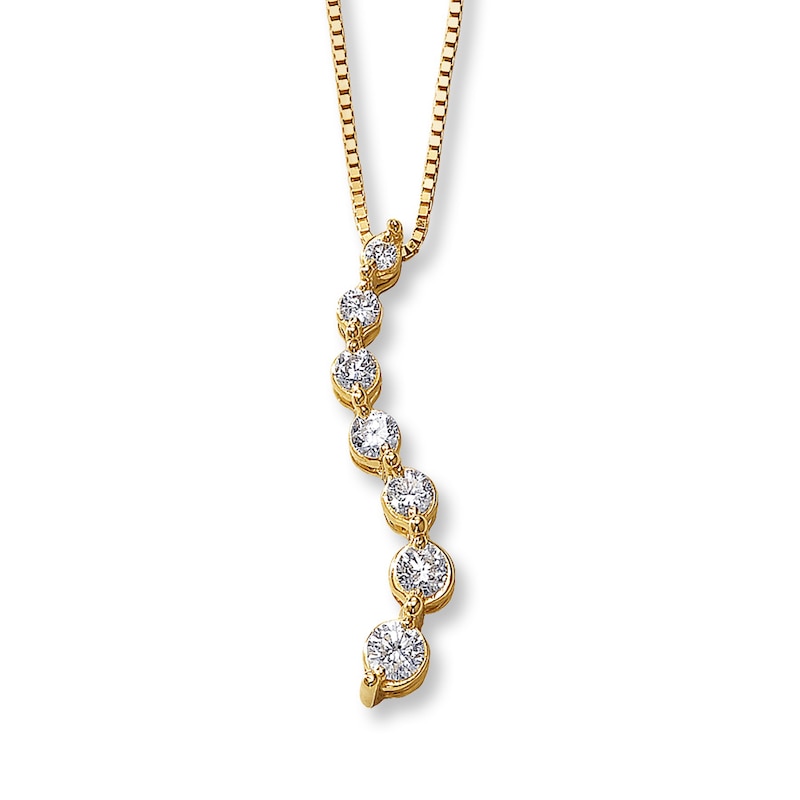 Main Image 1 of Previously Owned Diamond Journey Pendant 1/4 ct tw 14K Yellow Gold 18&quot;