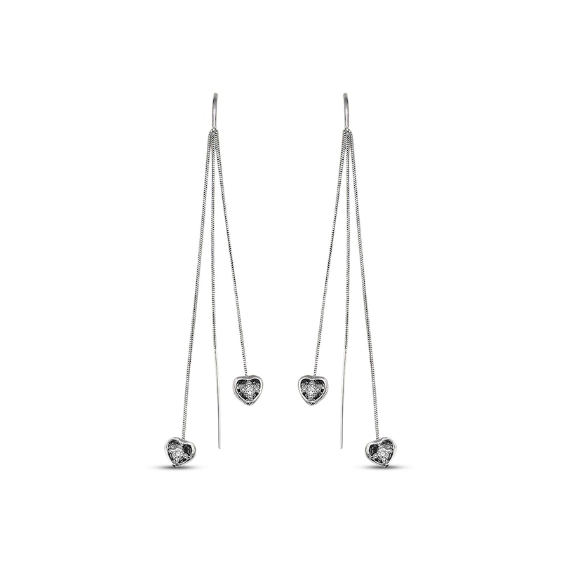 Main Image 2 of Previously Owned Diamond Heart Threader Earrings 1/15 cttw 10K White Gold