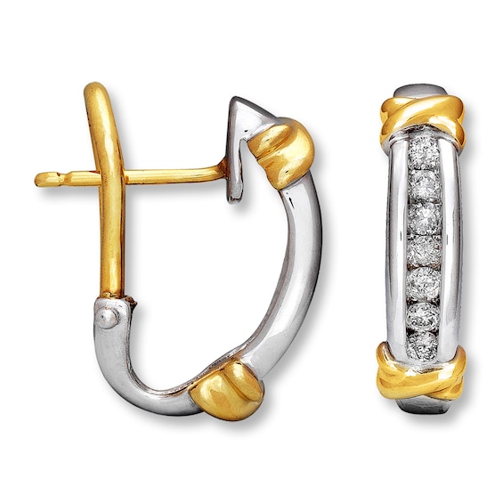 Previously Owned Earrings 1/4 ct tw Diamonds 14K Two-Tone Gold