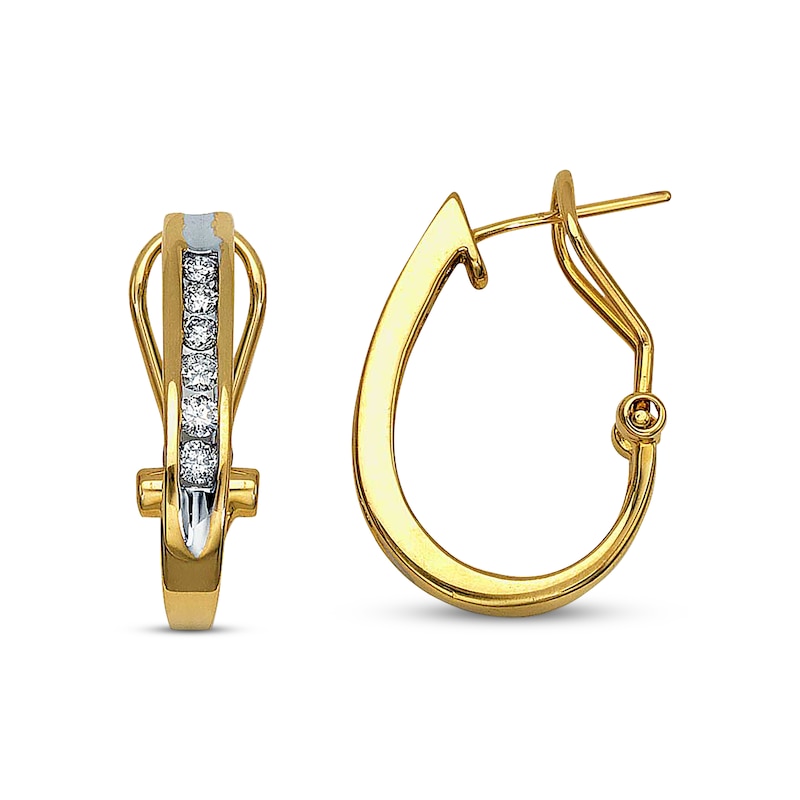 Main Image 1 of Previously Owned Diamond Hoop Earrings 1/2 ct tw Round-cut 14K Yellow Gold