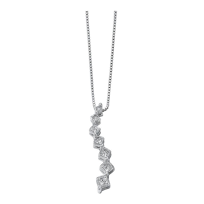 Main Image 1 of Previously Owned Diamond Necklace 1/4 ct tw Princess-cut 14K White Gold 18&quot;