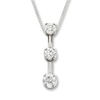 Thumbnail Image 1 of Previously Owned 3-Stone Diamond Necklace 1 ct tw Round-Cut 14K White Gold 17&quot;