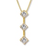 Thumbnail Image 1 of Previously Owned 3-Stone Diamond Necklace 1 ct tw Princess-cut 14K Yellow Gold 17&quot;