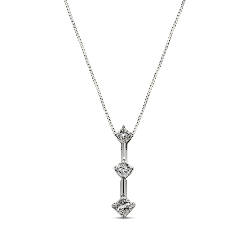 Main Image 1 of Previously Owned 3-Stone Necklace 1/2 ct tw Diamonds 14K White Gold 17&quot;
