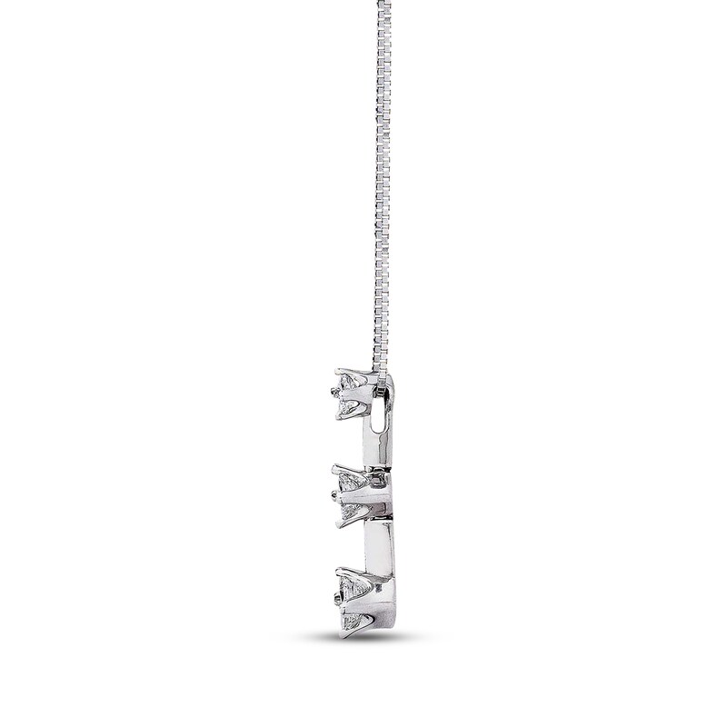 Main Image 2 of Previously Owned 3-Stone Necklace 1/2 ct tw Diamonds 14K White Gold 17&quot;