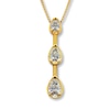 Thumbnail Image 1 of Previously Owned 3-Stone Diamond Necklace 1 ct tw Pear-shaped 14K Yellow Gold 17&quot;