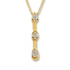 Thumbnail Image 0 of Previously Owned 3-Stone Diamond Necklace 1/4 ct tw Pear-shaped 14K Yellow Gold 17"