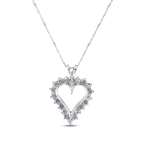 Previously Owned Diamond Heart Necklace 1 ct tw 10K White Gold