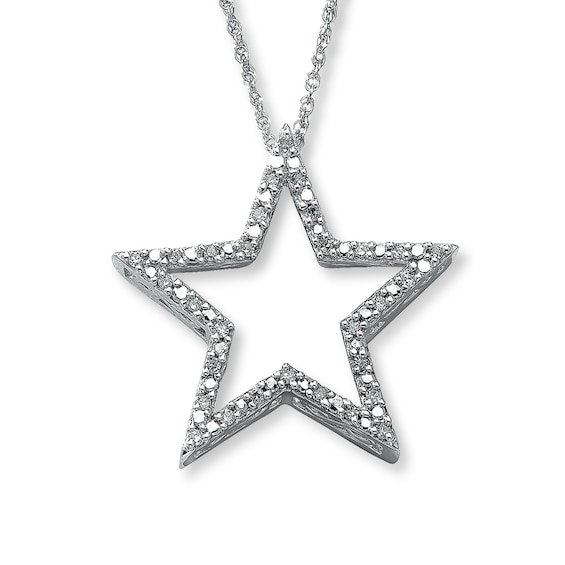 Previously Owned Diamond Necklace 1/10 ct tw Round-cut 10K White Gold