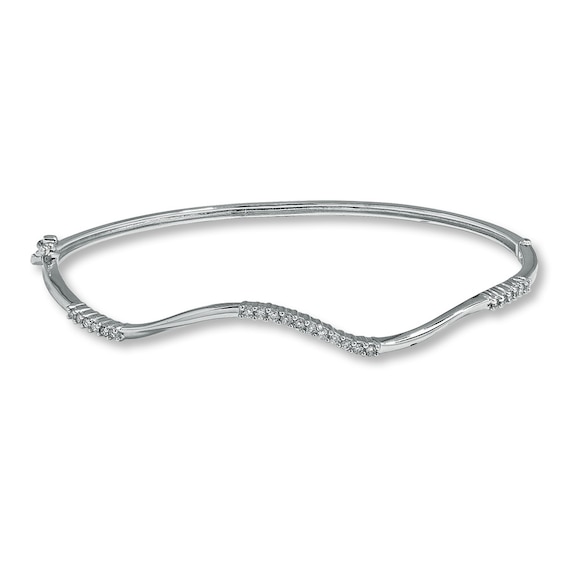 Previously Owned Diamond Bangle 1/4 ct tw Round-cut 10K White Gold