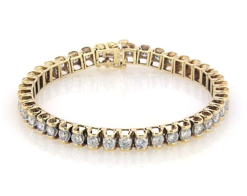 Main Image 1 of Previously Owned Round-Cut Diamond Link Bracelet 7 ct tw 14K Yellow Gold 7.5&quot;