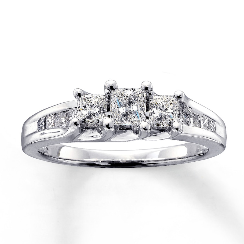 Main Image 1 of Previously Owned Diamond Anniversary Ring 7/8 ct tw Princess-cut 14K White Gold