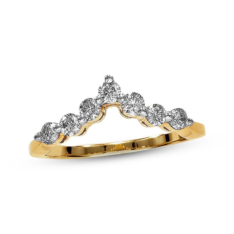 Main Image 1 of Previously Owned Diamond Chevron Anniversary Band 1/2 ct tw Round-cut 14K Yellow Gold