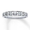Thumbnail Image 1 of Previously Owned Diamond Anniversary Band 1/2 ct tw Round & Baguette-cut 14K White Gold