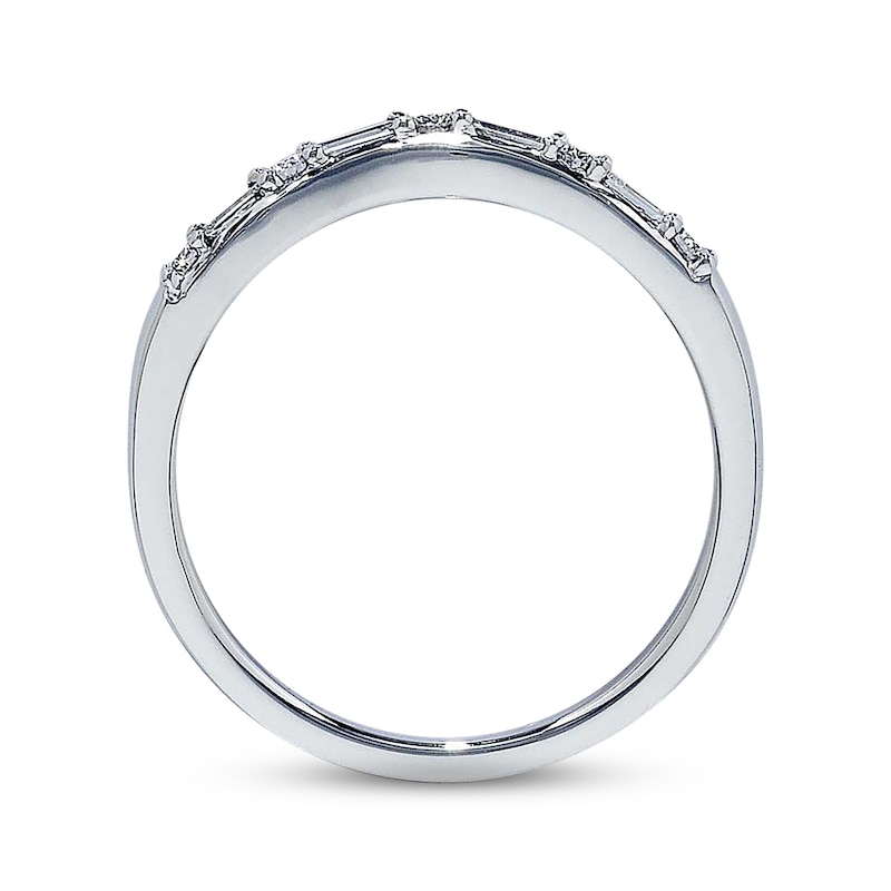 Main Image 2 of Previously Owned Diamond Contour Anniversary Band 1/4 ct tw Baguette & Round-cut 14K White Gold