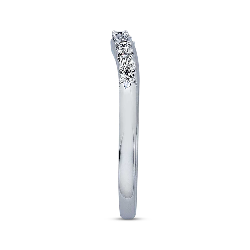 Previously Owned Diamond Contour Anniversary Band 1/4 ct tw Baguette & Round-cut 14K White Gold