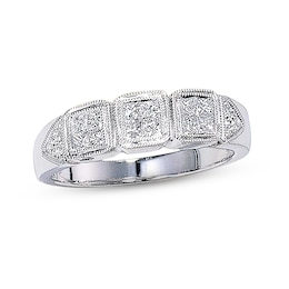 Previously Owned Diamond Band 1/2 ct tw Round & Princess-Cut 14K White Gold