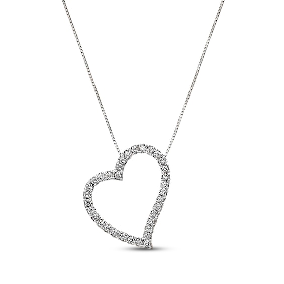 Previously Owned Diamond Heart Necklace 1/2 cttw 18K White Gold 18"