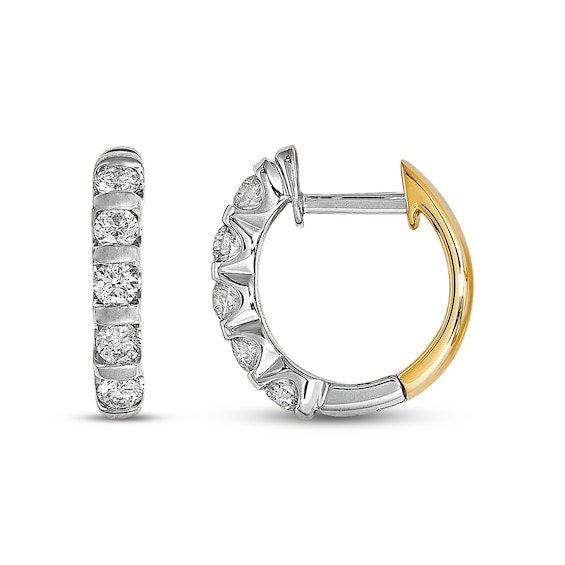 Previously Owned Diamond Hoop Earrings 1 ct tw 14K Two-Tone Gold