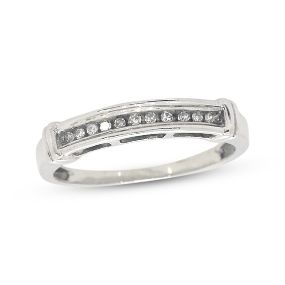 Previously Owned Diamond Wedding Band 1/20 ct tw Round-cut 10K White Gold